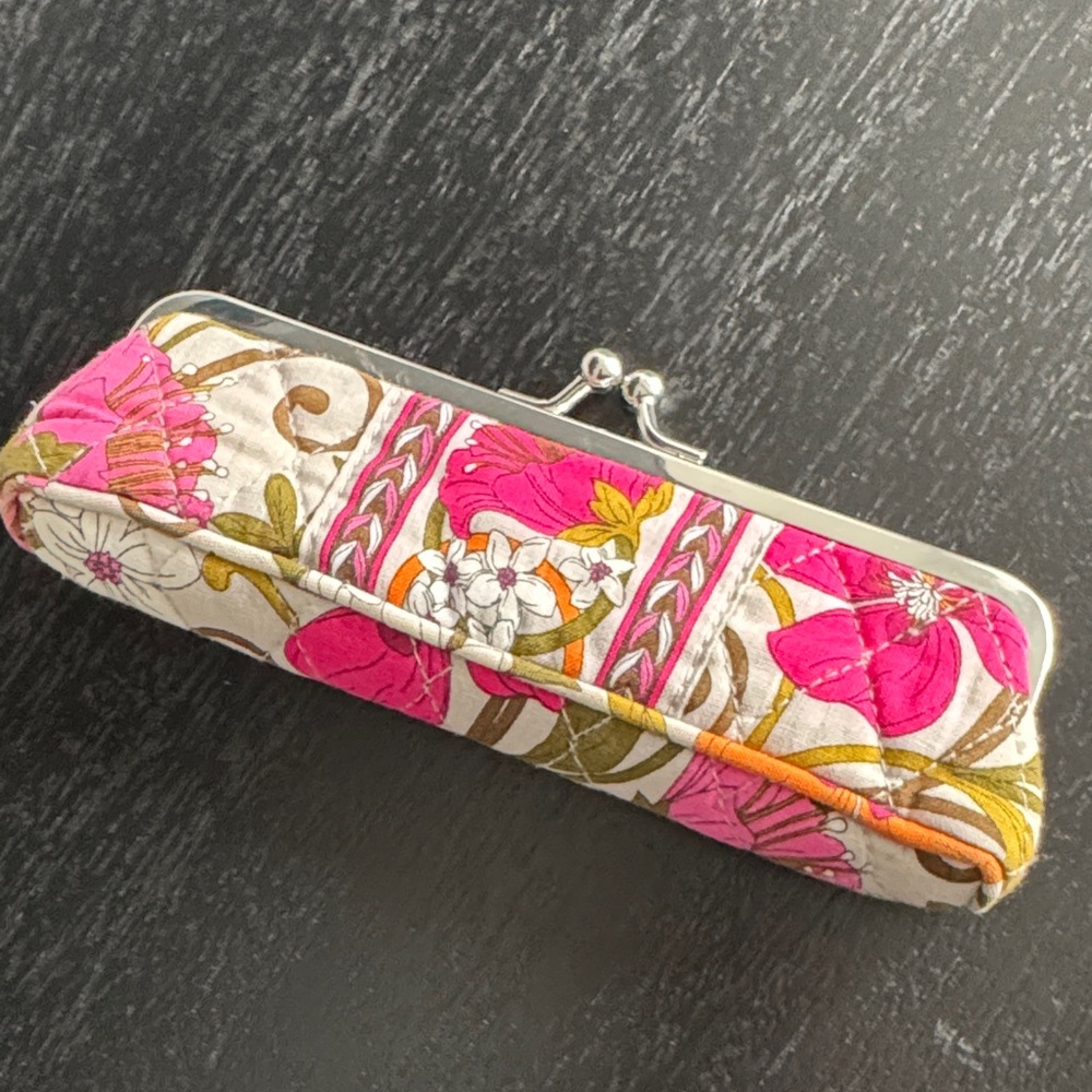 Vera Bradley Tea Garden Floral Pink Kiss lock Clutch Organizer